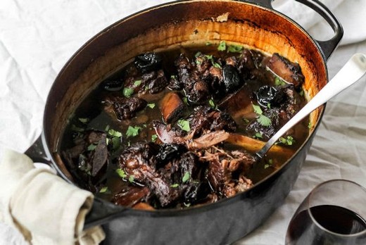Braised Short Ribs with Plums in Nice Malbec